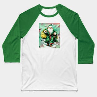 Father Christmas Wearing Green Robes Baseball T-Shirt